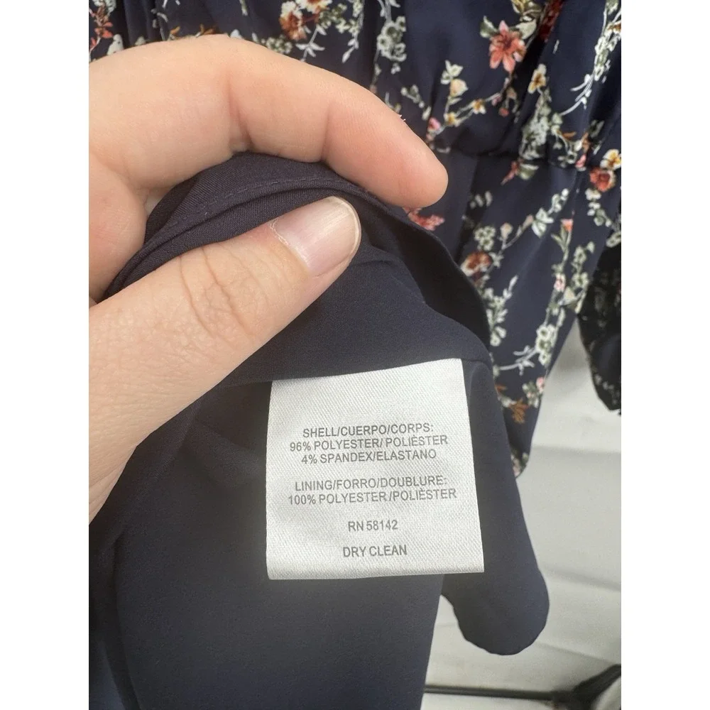 Gal‎ Meets Glam Bonnie Floral Blouson Dress Women 8 Navy Blue Peasant Cottage